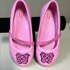 CROCS Pink and Purple Dress Shoes with Butterfly Design
